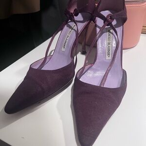 Manolo Blahnik Dark Purple Strappy Heels